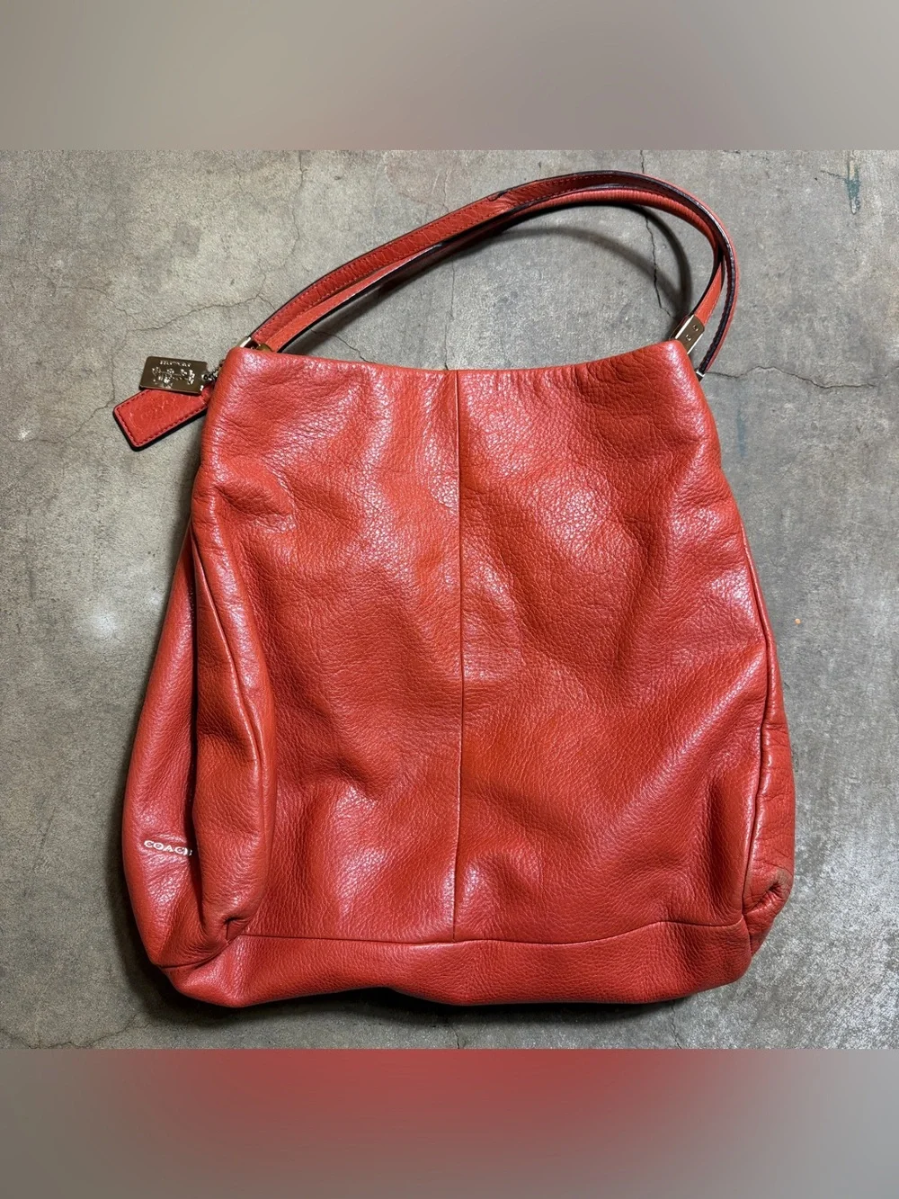 2013 Coach Madison Phoebe 24621 Coral Pebbled Leather Shoulder Bag